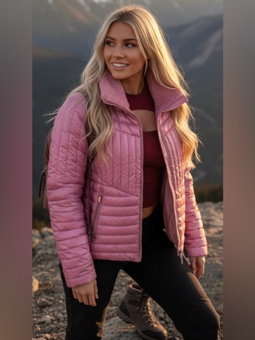 Guess Pink Puffer Jacket Size XL